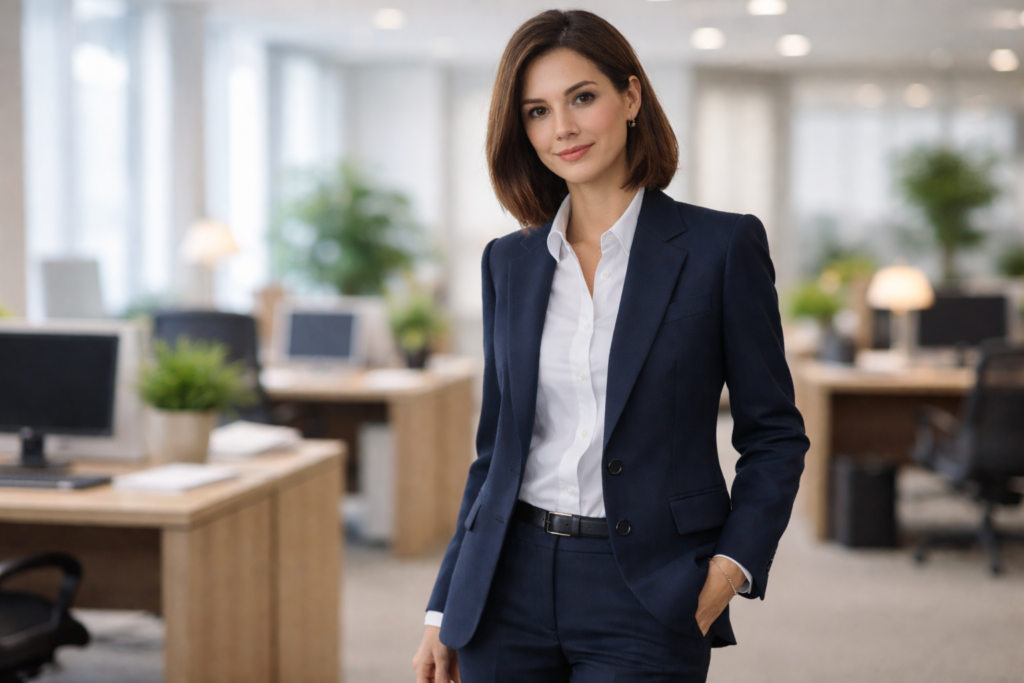 como escolher blazer neutro reto marinho em ambiente corporativo tradicional✔ Palavra-chave natural