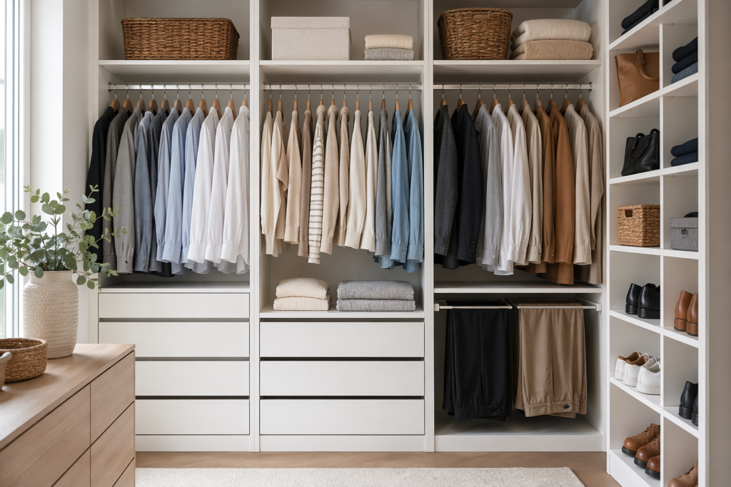 armário organizado e funcional para rotina prática